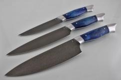 Набор кухонных ножей "Рататуй" Кованая алмазная сталь ХВ-5. Рукоять карельская береза(Синяя).