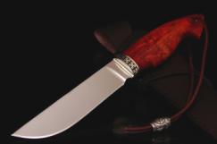 Нож "Барсук" Клинок х12мф, рукоять мельхиор/карельская береза(красная).