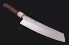 Кухонный нож "Кирицуке" 210мм. Сталь 95х18. Рукоять рог, карельская береза (черная).