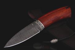 Нож  охотничий "Клык" Дамасская сталь. Рукоять дерево Бубинга Помеле.