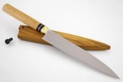 Кухонный нож "Янагиба" 175мм. Сталь х12мф. Рукоять Дуб. Ножны Дуб.