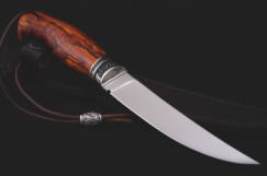 Охотничий нож "Промысловый" кованая 95х18. Рукоять Мельхиор, шпальт карельской березы.