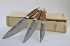 Набор кухонных ножей серии "Рататуй" Кованая сталь 95х18. Рукоять карельская береза (св.коричневая).